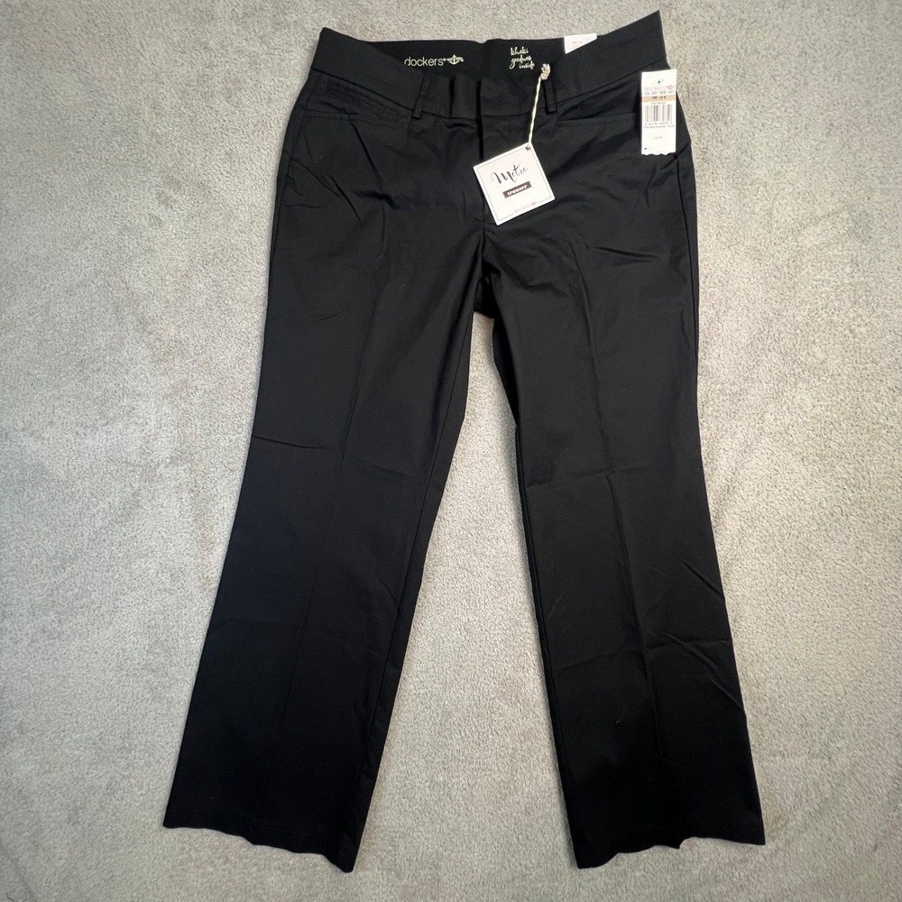 Dockers Metro Black Pants Womens 12 Trouser NWT Straight Leg Dress Slacks - Picture 12 of 13